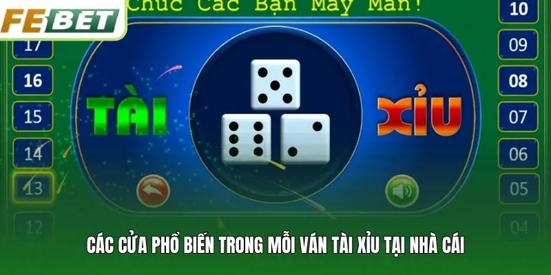 Các cửa phổ biến trong mỗi ván Tài Xỉu tại nhà cái